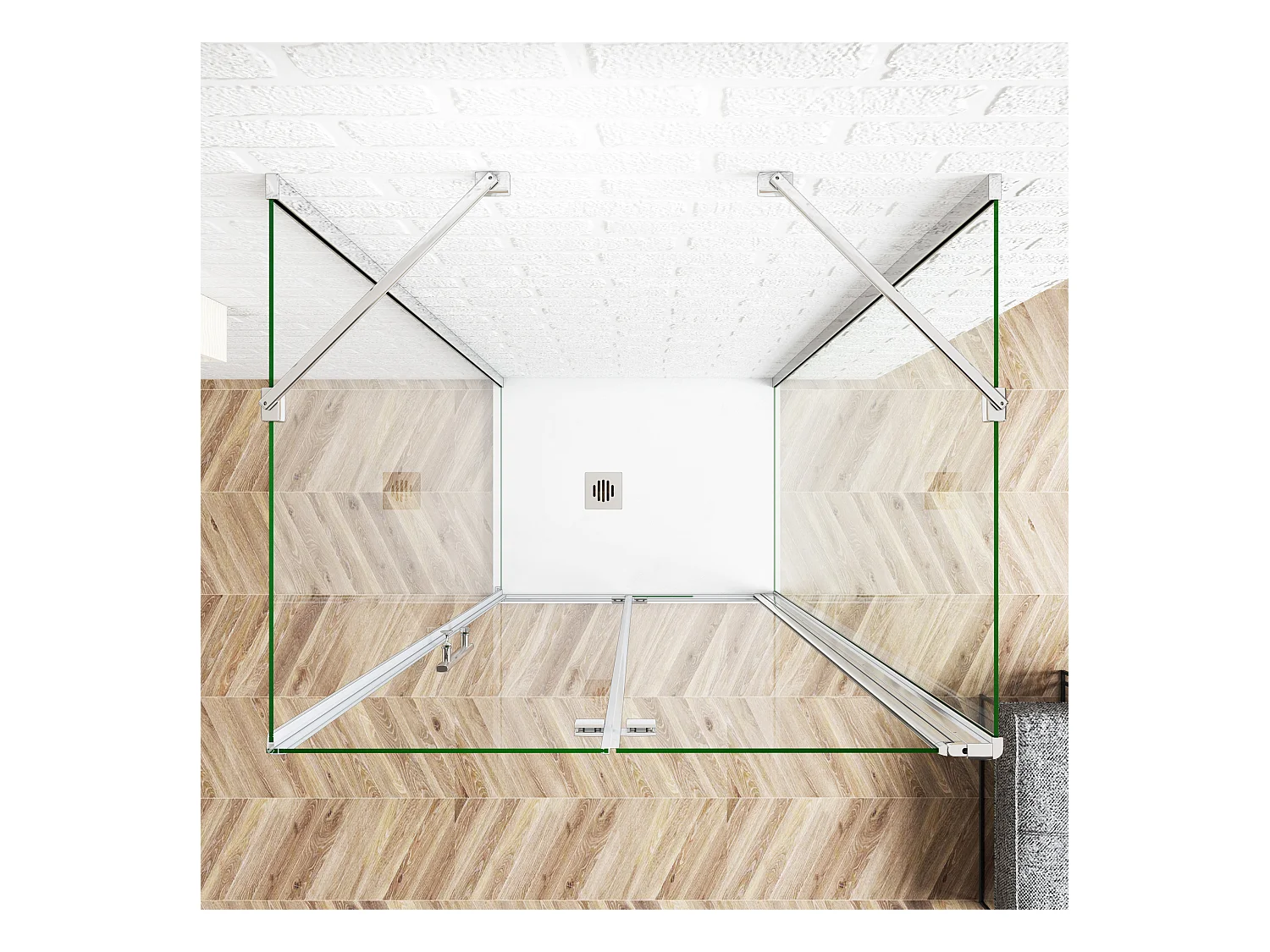 U-Duschkabine Falttür+Drehtür 90x120x90cm (Seitenwand:90cm) U-FORM Duschkabine Duschabtrennung