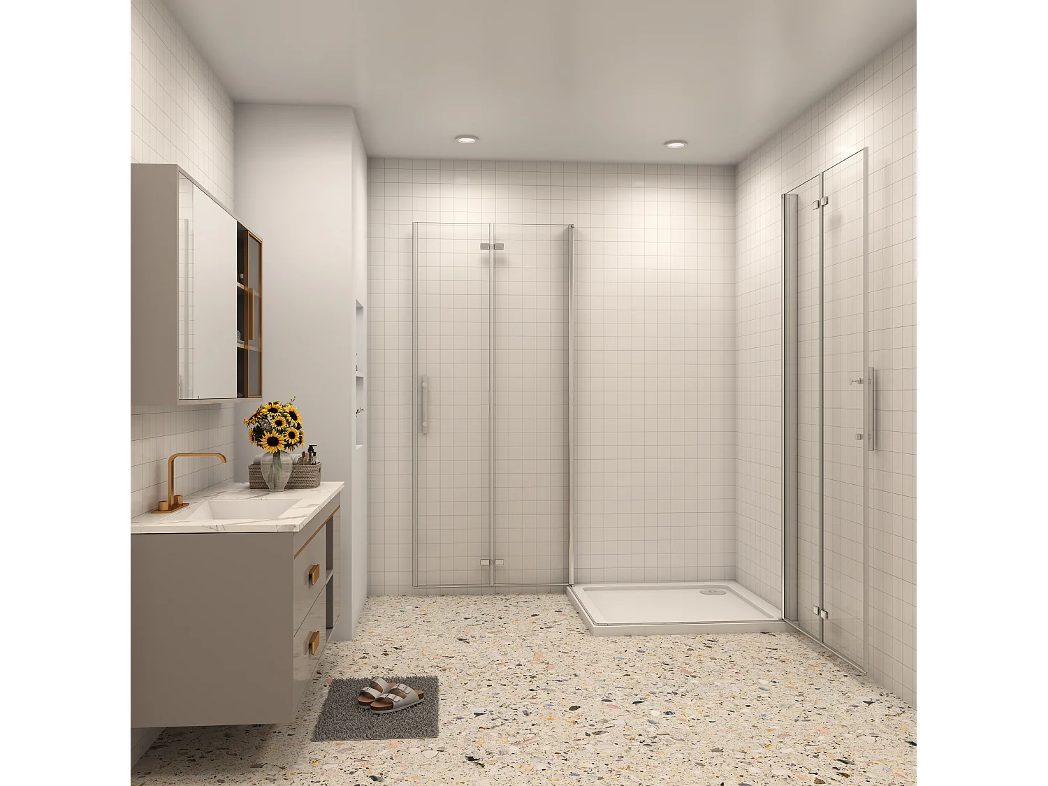 B:110xT:70x195cm Falttür Drehtür Eckeinstieg Duschabtrennung Duschkabine Dusche