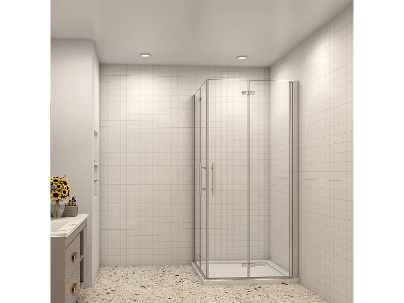 B:110xT:70x195cm Falttür Drehtür Eckeinstieg Duschabtrennung Duschkabine Dusche