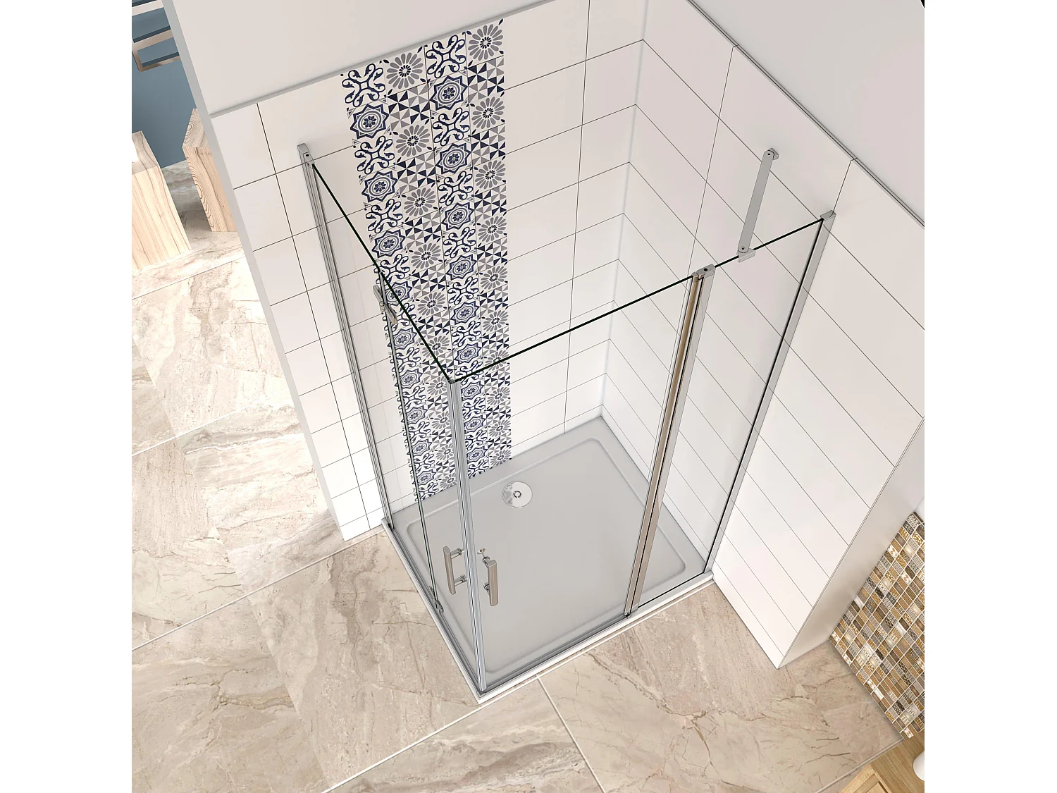 76X90X195cm Duschkabine Duschabtrennung Duschtür Duschwand Nano+ESG Glas&6mm Glasstärke