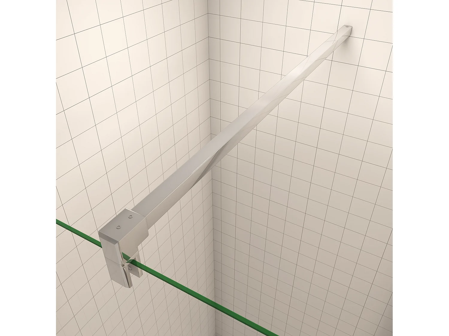 Duschwand: 100x100cm Duschkabine Duschabtrennung Eckeinstieg Dusche Duschtür 6mm NANO-Glas Höhe: 195cm mit Stabilisator 140cm