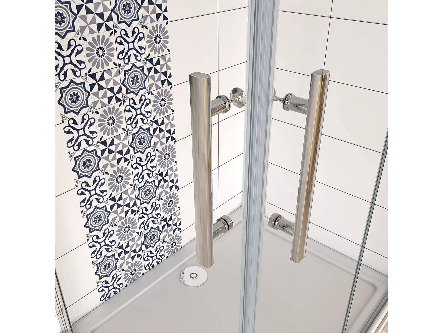 Falttür(100cm) x Drehtür(76cm) x Höhe 185cm Nano ESG Eckdukabine Duschabtrennung Eckdusche