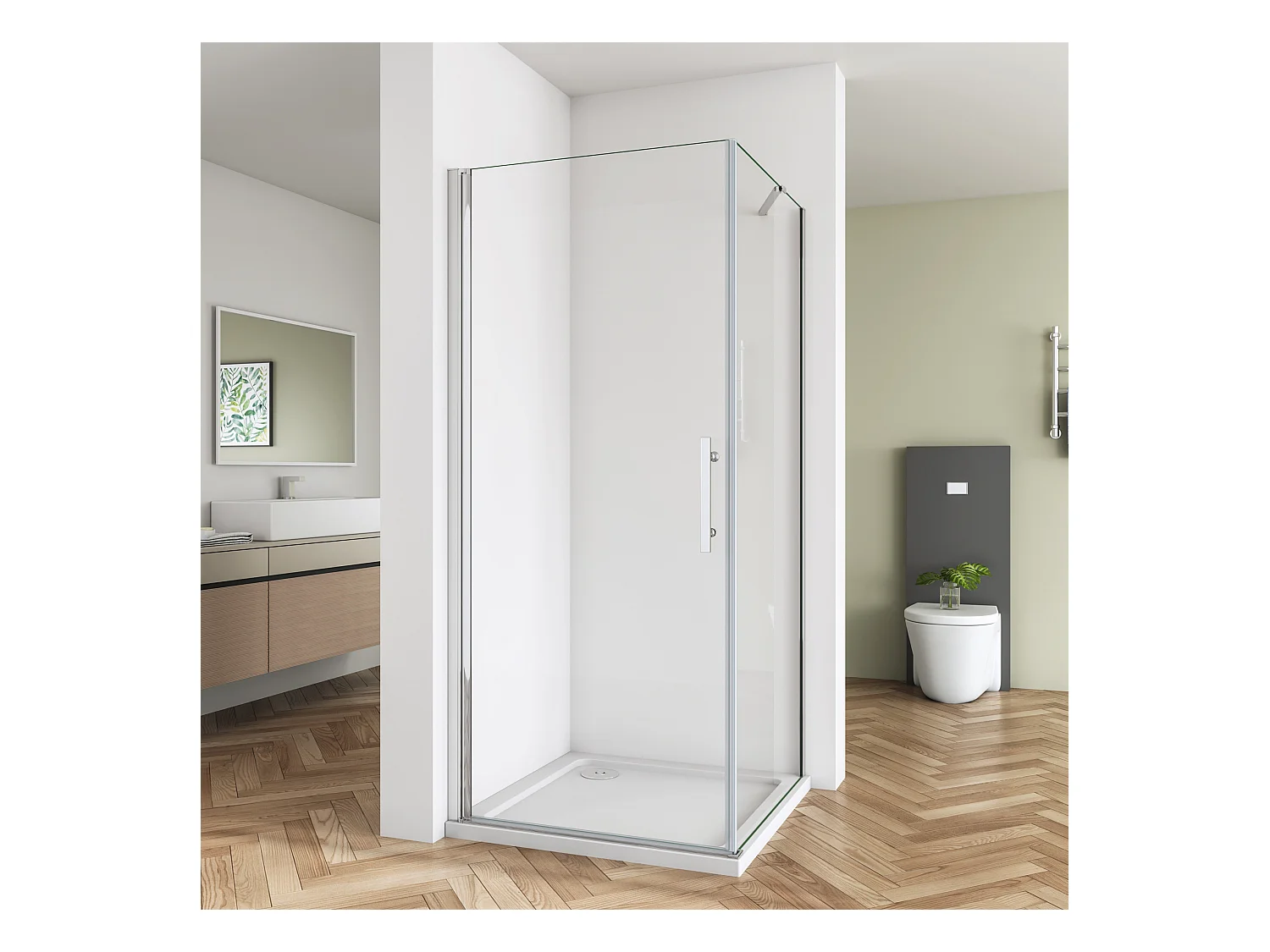 B:76xT:100x195cm Nischentür Drehtür Seitenwand Duschabtrennung Duschkabine  6mm NanoGlas