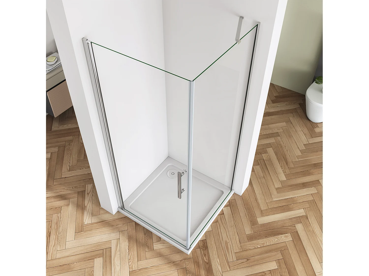 B:90xT:80x185cm Nischentür Drehtür Seitenwand Duschabtrennung Duschkabine  6mm NanoGlas