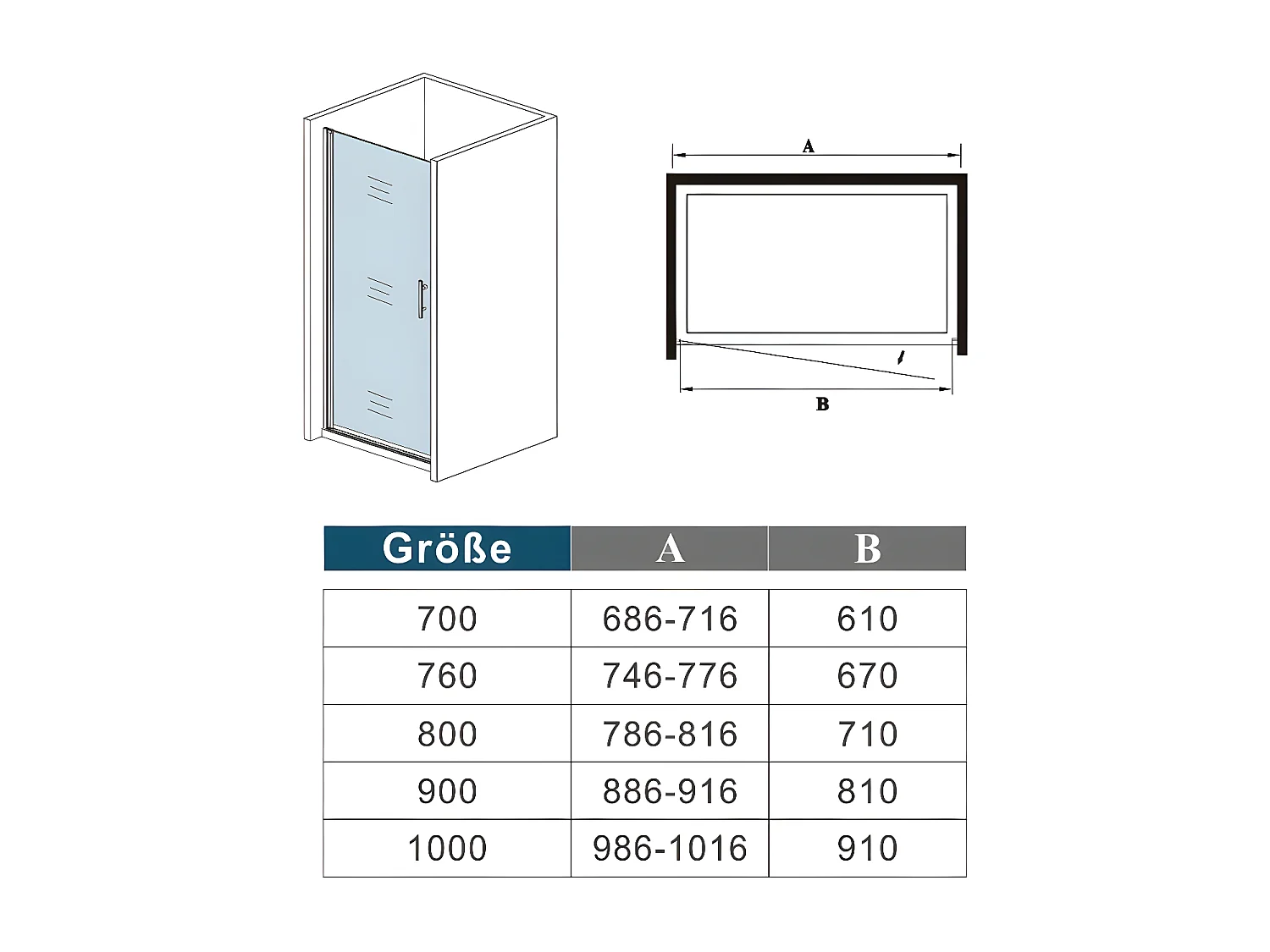 100x180cm Nischentür Drehtür  Nano Duschkabine Duschabtrennung Dusche Duschwand Türhöhe：180cm