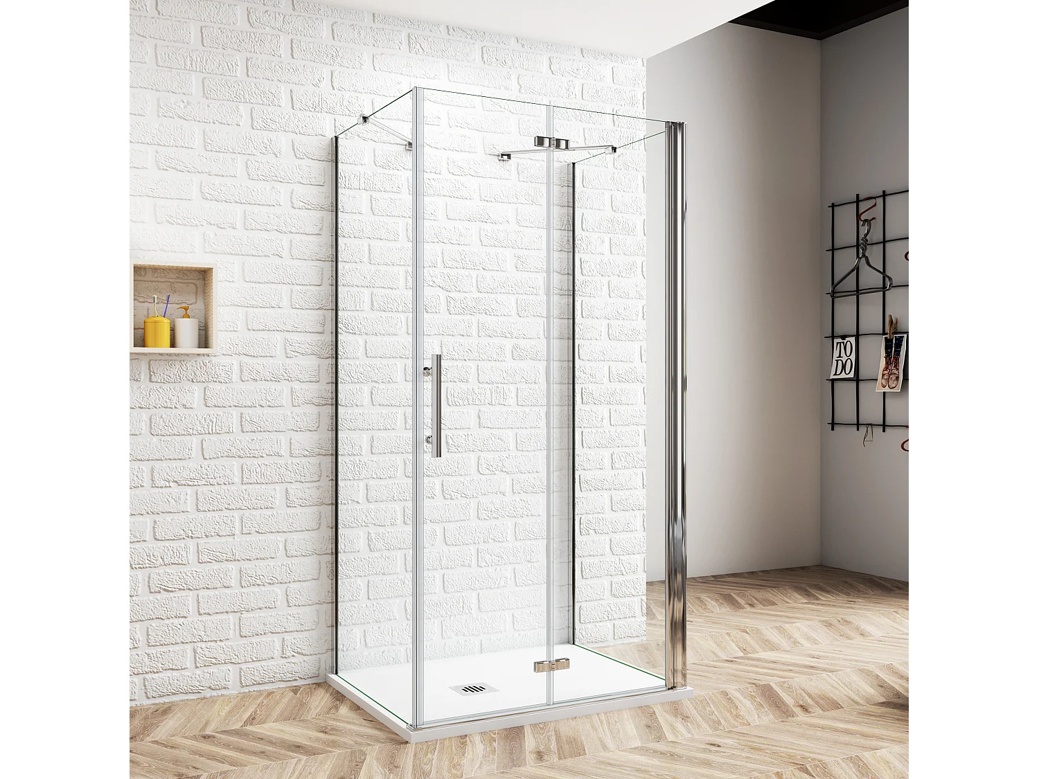 U-Duschkabine Falttür+Drehtür 80x90x80cm (Seitenwand:80cm) U-FORM Duschkabine Duschabtrennung