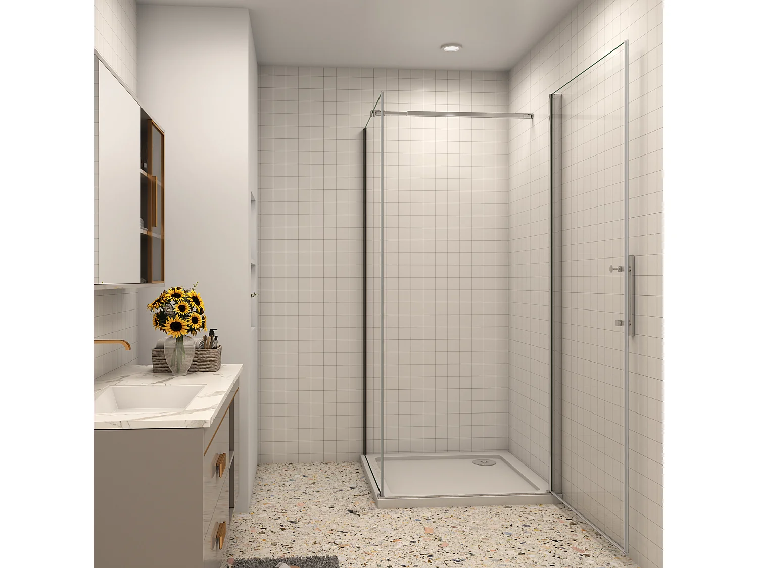 100x70x195cm Scharniertür Duschkabine