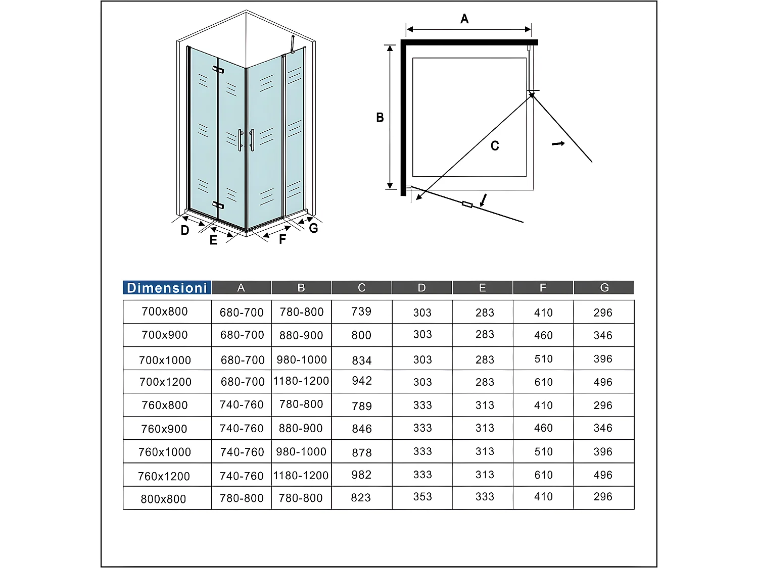 76X80X195cm Duschkabine Duschabtrennung Duschtür Duschwand Nano+ESG Glas&6mm Glasstärke