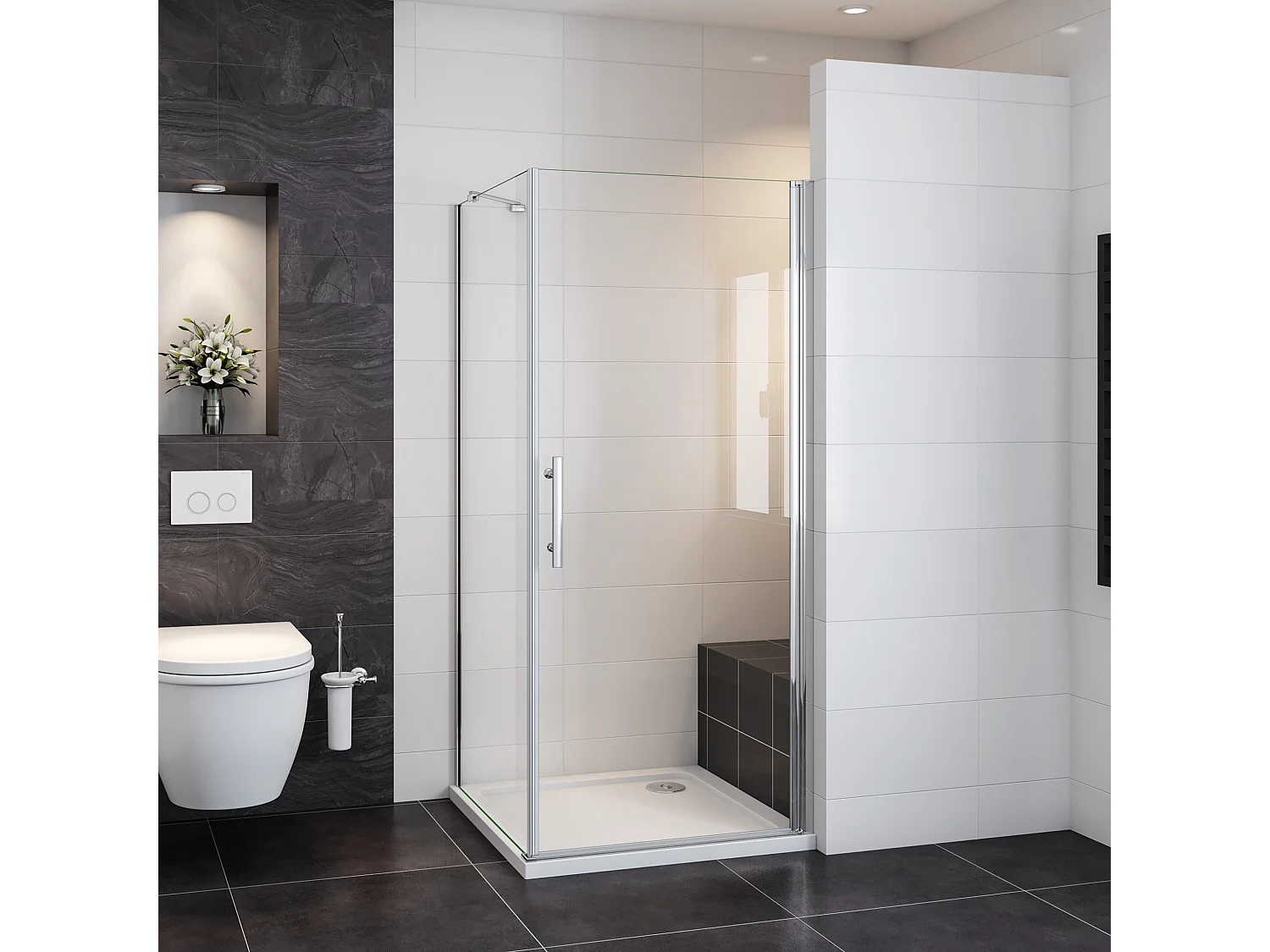 100x76x195cm 6mm Nano Glas Schwenktür Drehtür Duschkabine Duschwand Duschabtrennungen Dusche