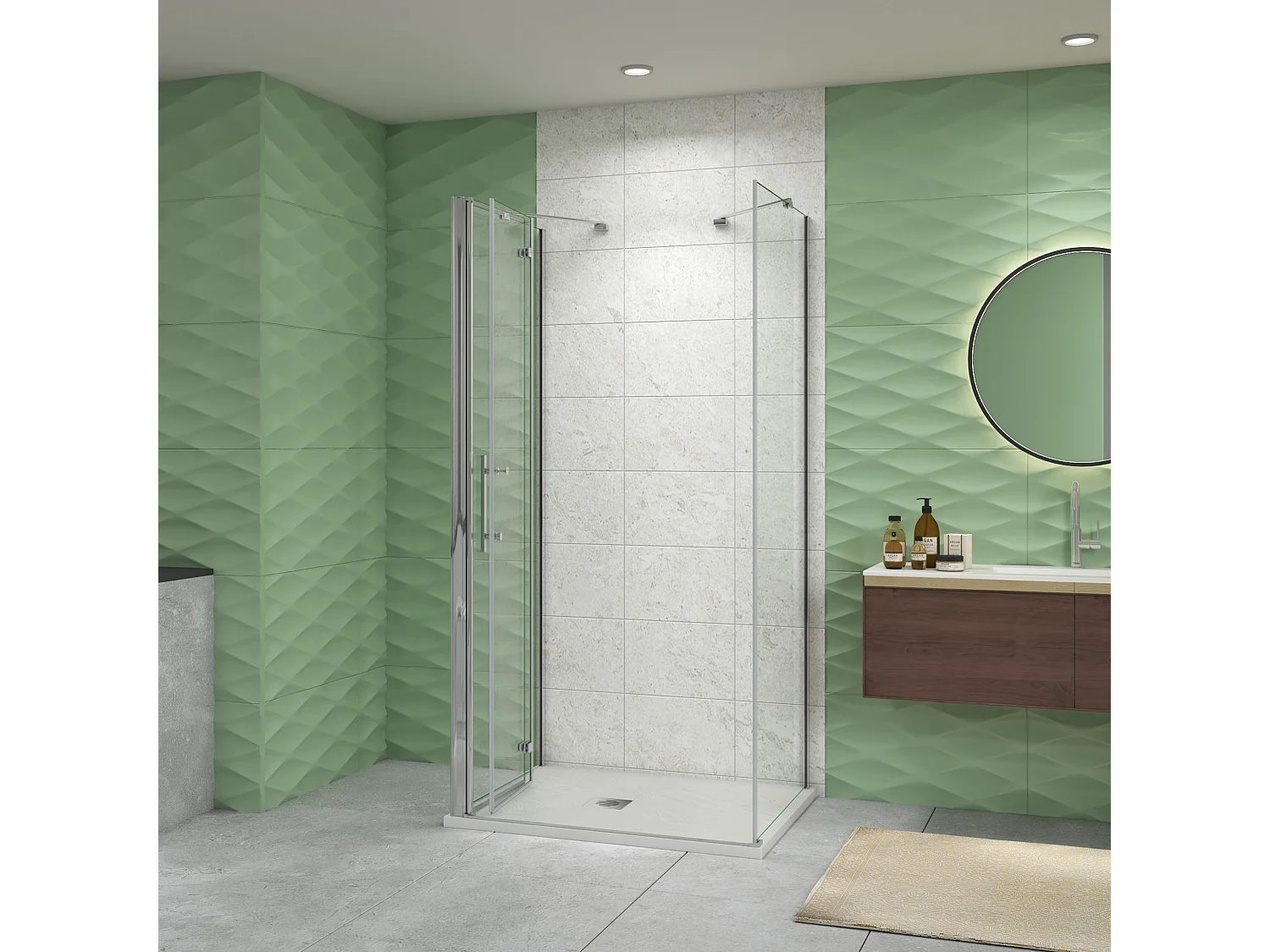 80x76x80cm Drehtür & Falttür(U-Form) Schwingtür Eckeinstieg Seitenwand Dusche Duschabtrennung Höhe195cm