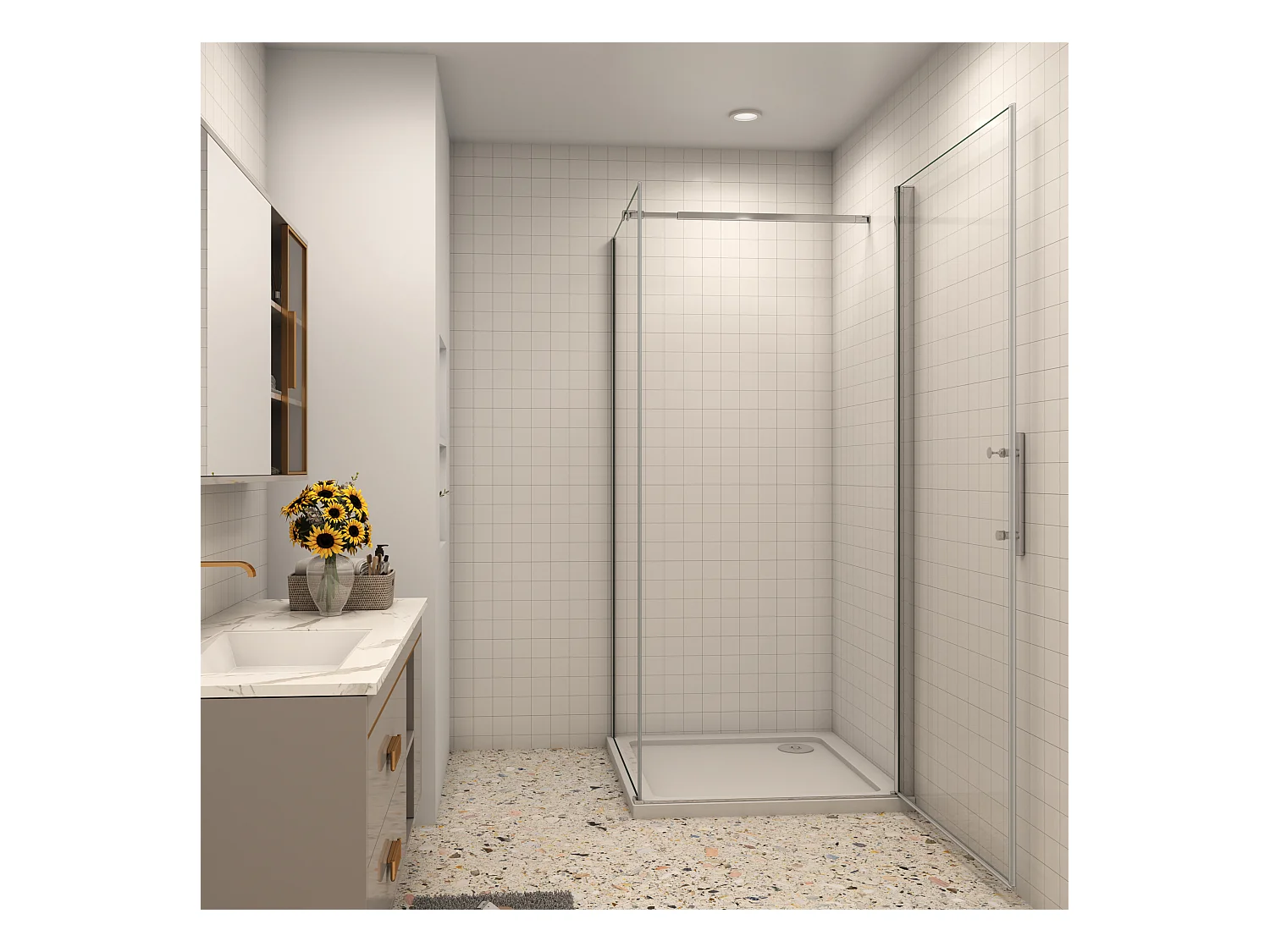 90x70x185cm Scharniertür Duschkabine