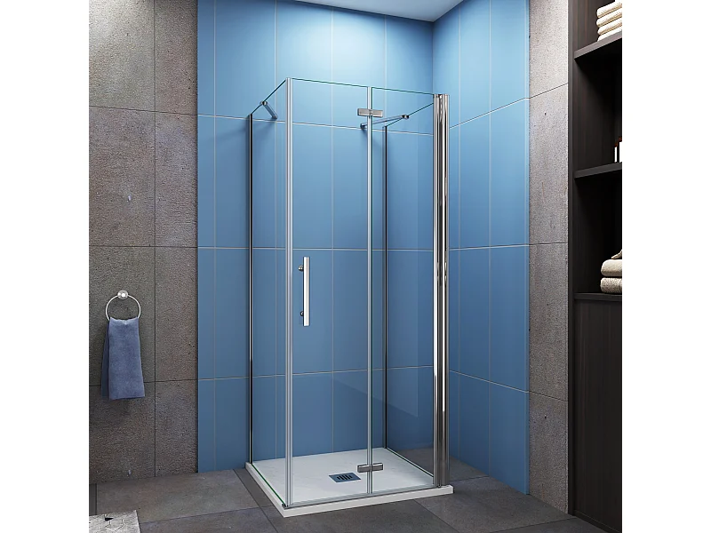 U-Form Drehtür:76cm+2xSeitenwand:80cm