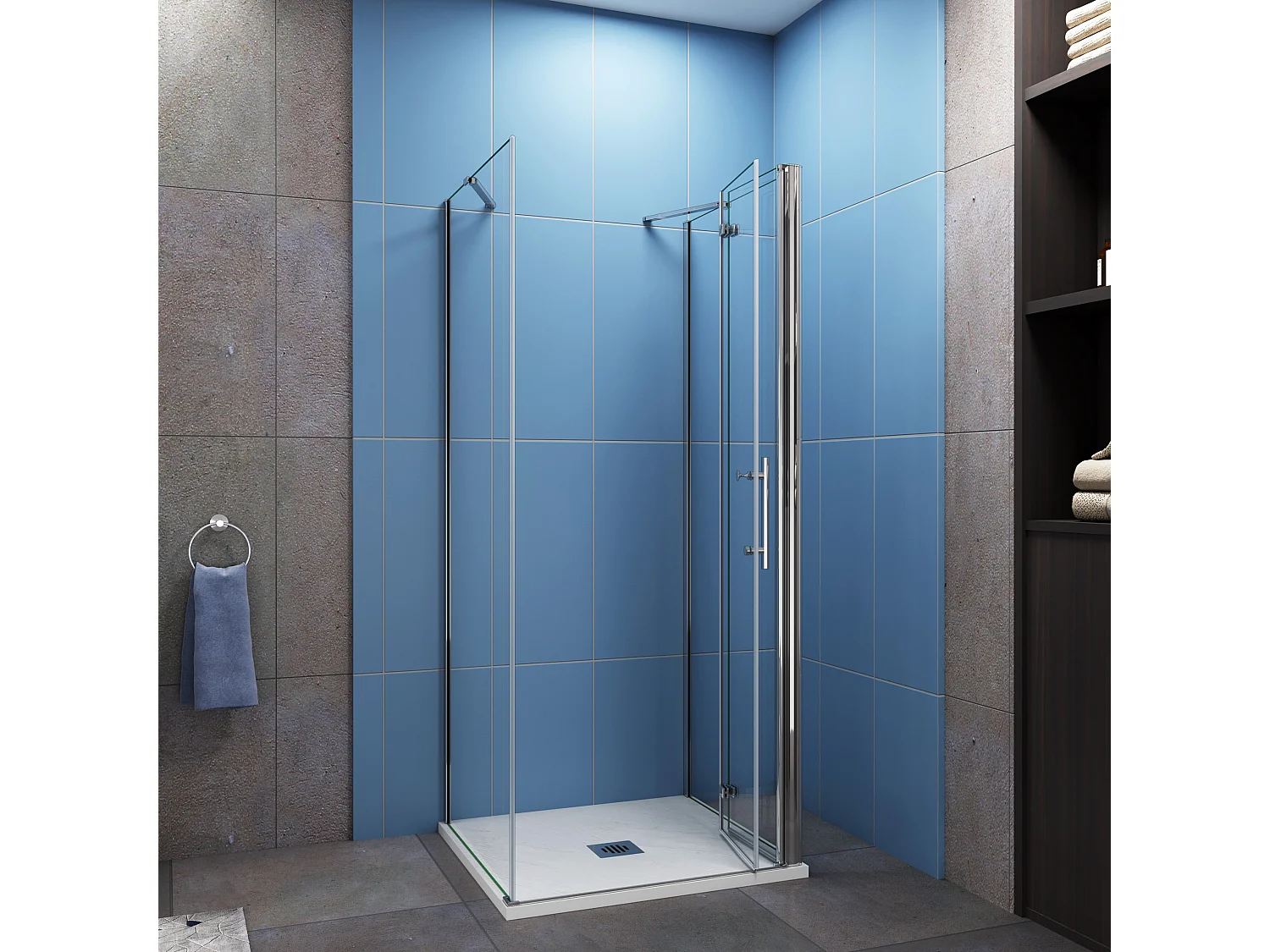 U-Form Drehtür:120cm+2xSeitenwand:80cm