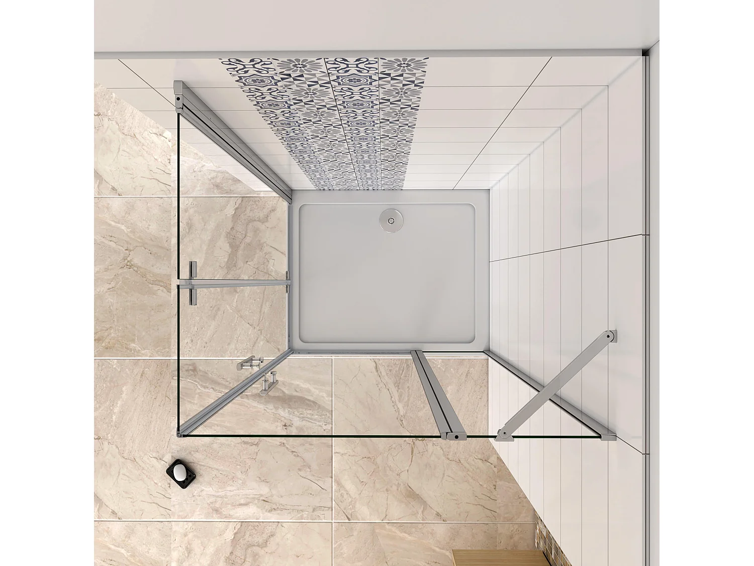 100X80X195cm Duschkabine Duschabtrennung Duschtür Duschwand Nano+ESG Glas&6mm Glasstärke