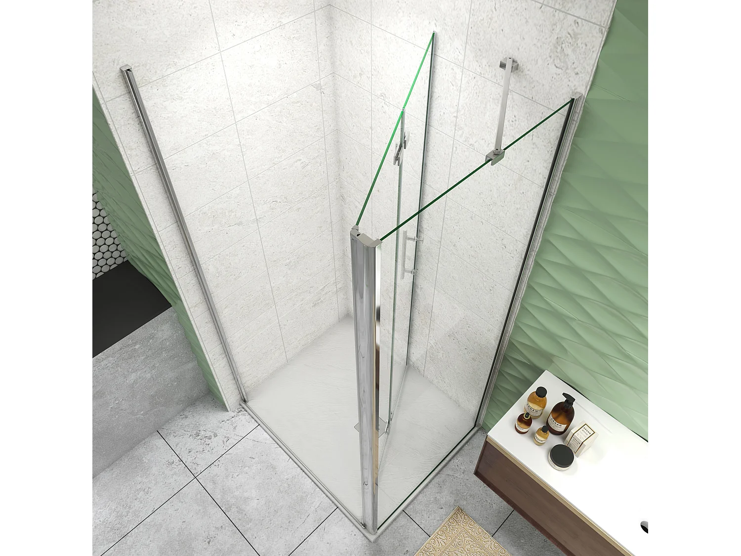 76x80x195cm Drehtür & Falttür(L-Form) Schwingtür Eckeinstieg Seitenwand Dusche Duschabtrennung