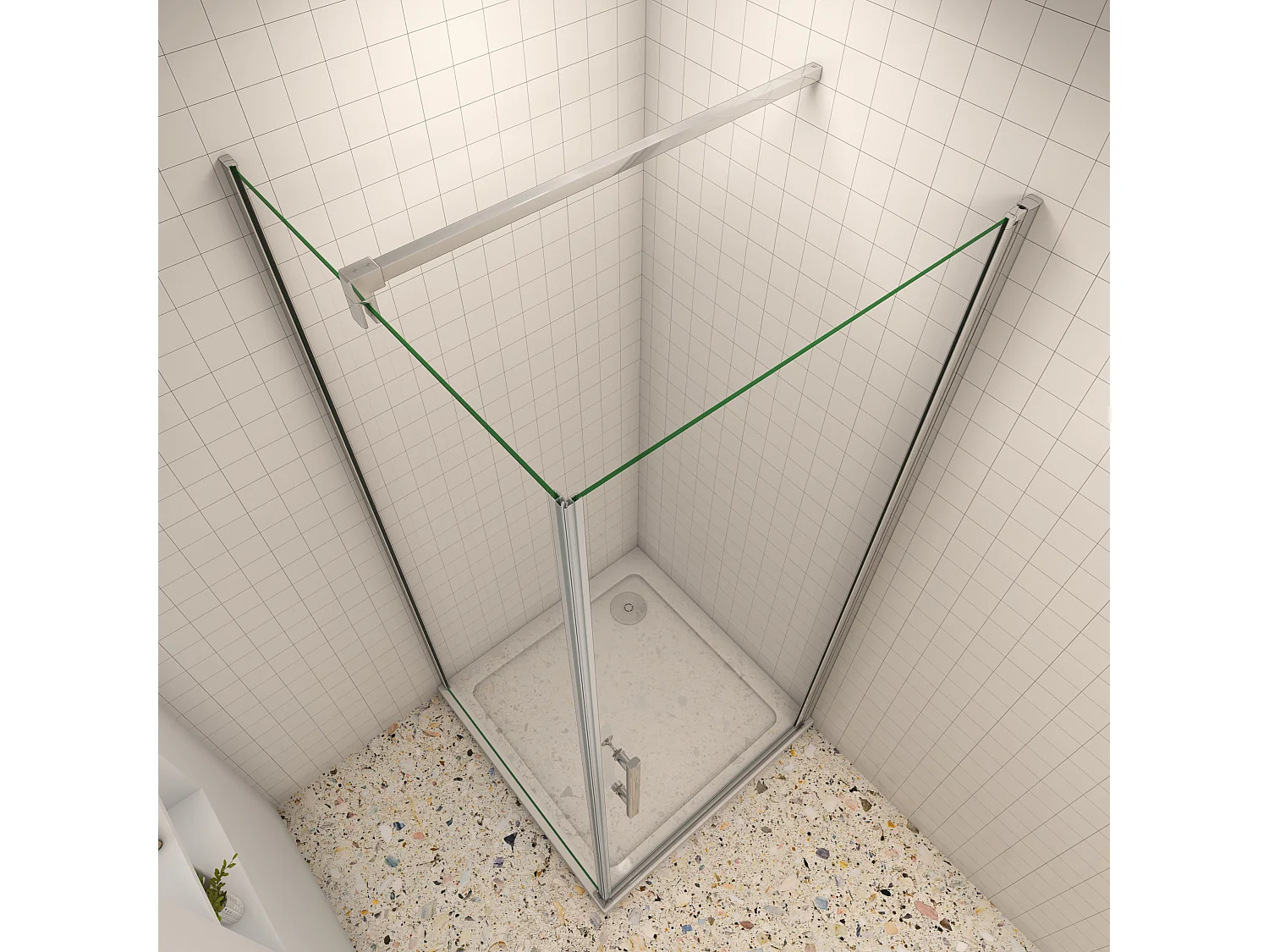 Duschwand: 70x80cm Duschkabine Duschabtrennung Eckeinstieg Dusche Duschtür 6mm NANO-Glas Höhe: 195cm mit Stabilisator 90cm