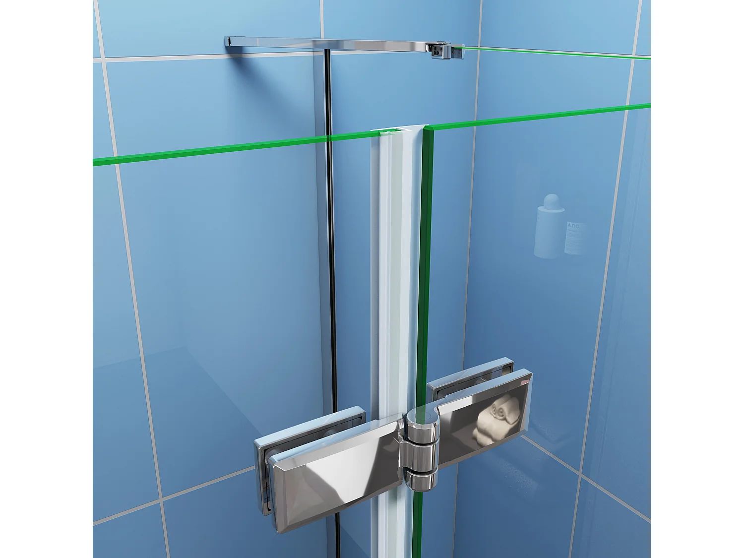 U-Form Drehtür:100cm+2xSeitenwand:80cm
