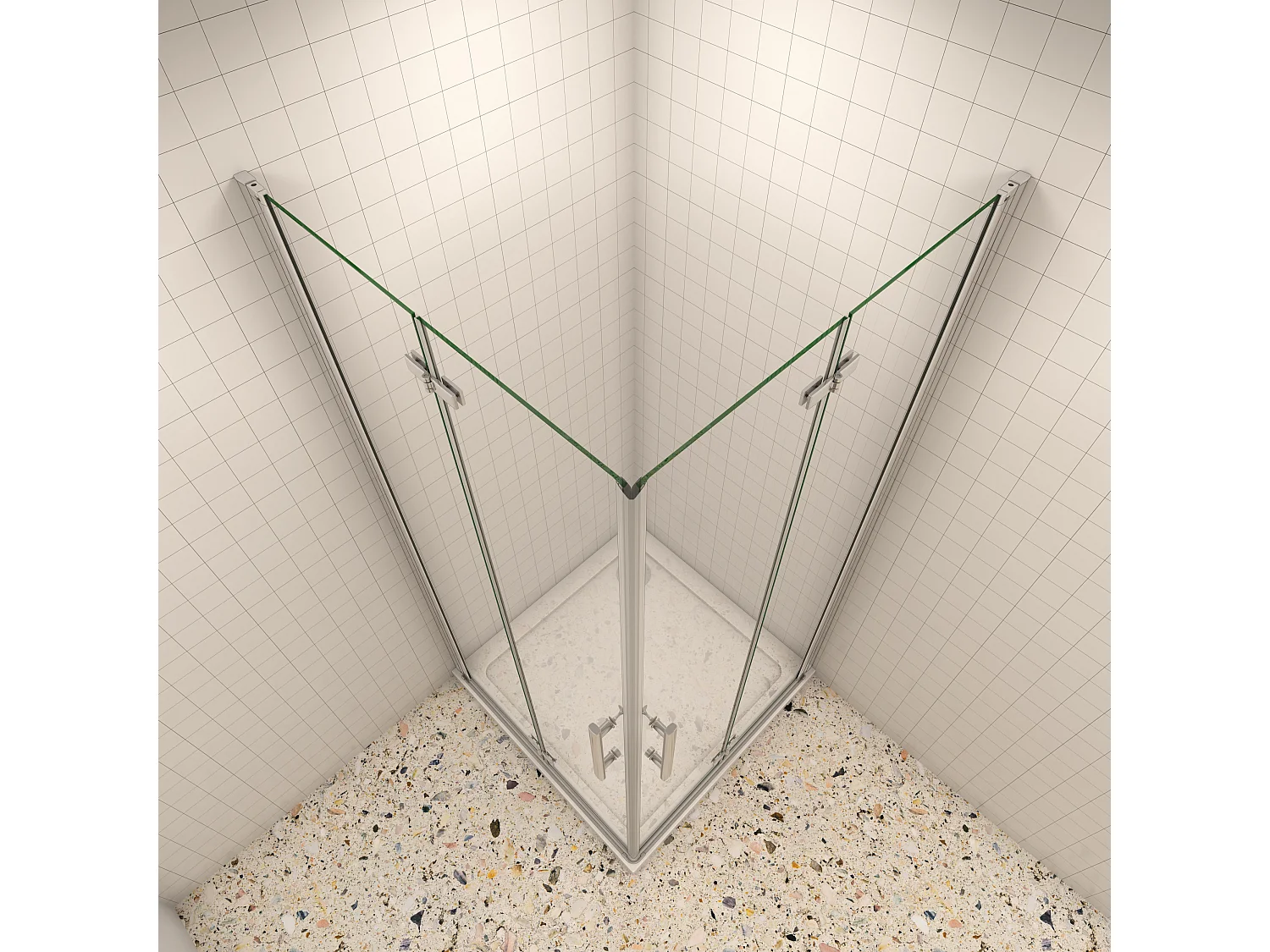 B:100xT:70x185cm Falttür Drehtür Eckeinstieg Duschabtrennung Duschkabine Dusche