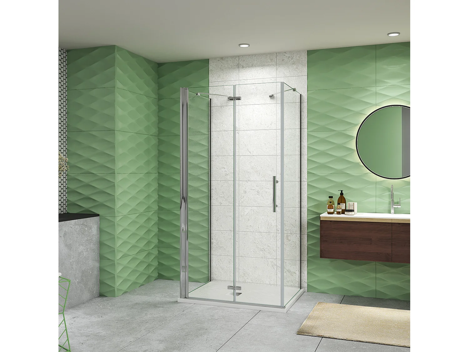 80x110x80cm Drehtür & Falttür(U-Form) Schwingtür Eckeinstieg Seitenwand Dusche Duschabtrennung Höhe195cm