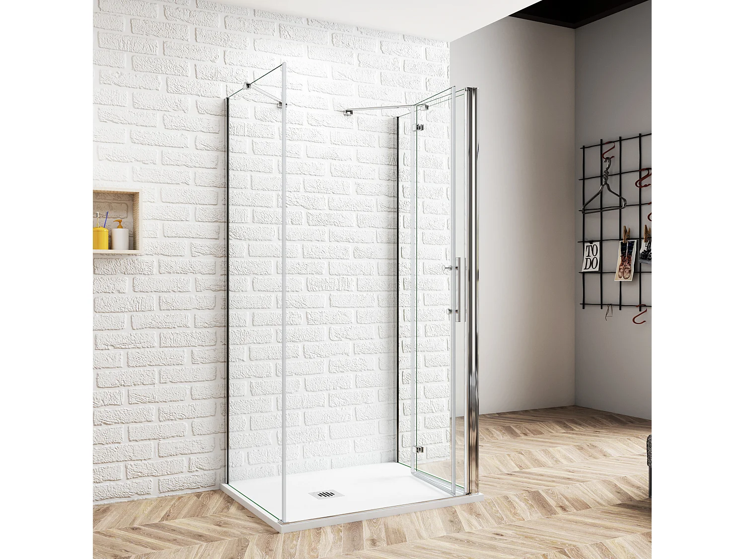 U-Duschkabine Falttür+Drehtür 80x76x80cm (Seitenwand:80cm) U-FORM Duschkabine Duschabtrennung