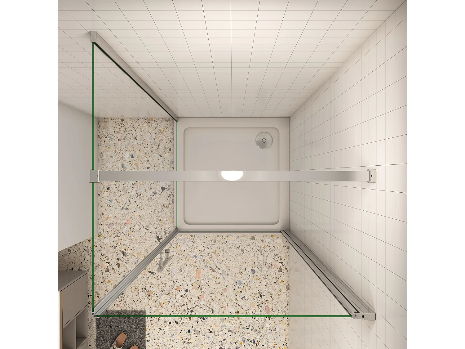 BxT: 76x90cm Duschkabine Duschabtrennung Eckeinstieg Dusche Duschtür Duschwand 6mm NANO-Glas Höhe: 185cm & Stabilisator 90cm