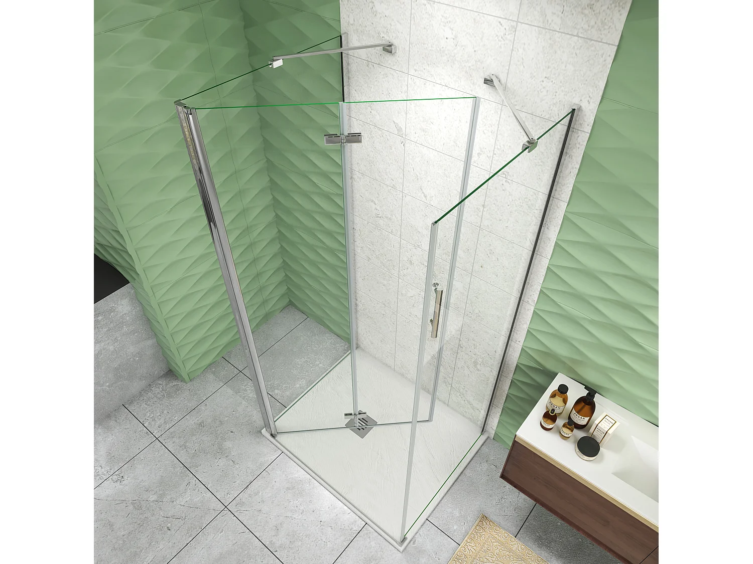 90x80x90cm Drehtür & Falttür(U-Form) Schwingtür Eckeinstieg Seitenwand Dusche Duschabtrennung Höhe195cm