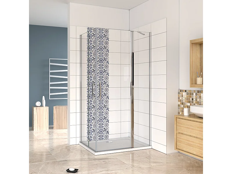 76X100X195cm Duschkabine Duschabtrennung Duschtür Duschwand Nano+ESG Glas&6mm Glasstärke