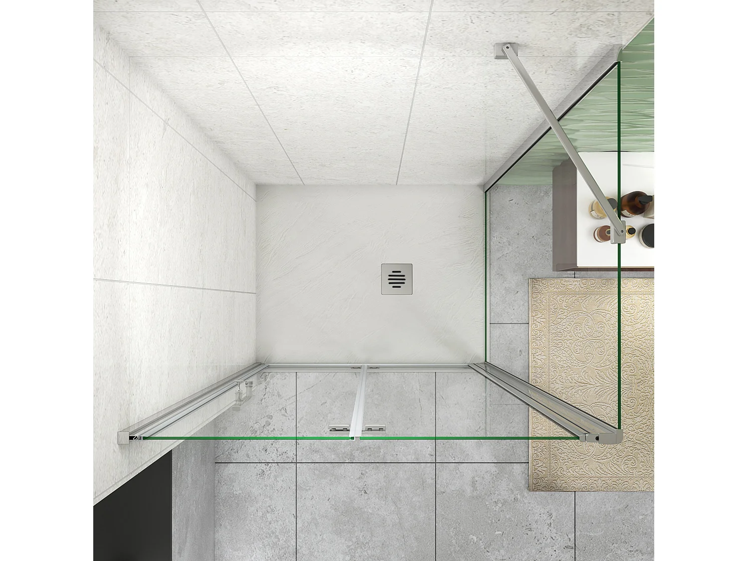 120x90x195cm Drehtür & Falttür(L-Form) Schwingtür Eckeinstieg Seitenwand Dusche Duschabtrennung