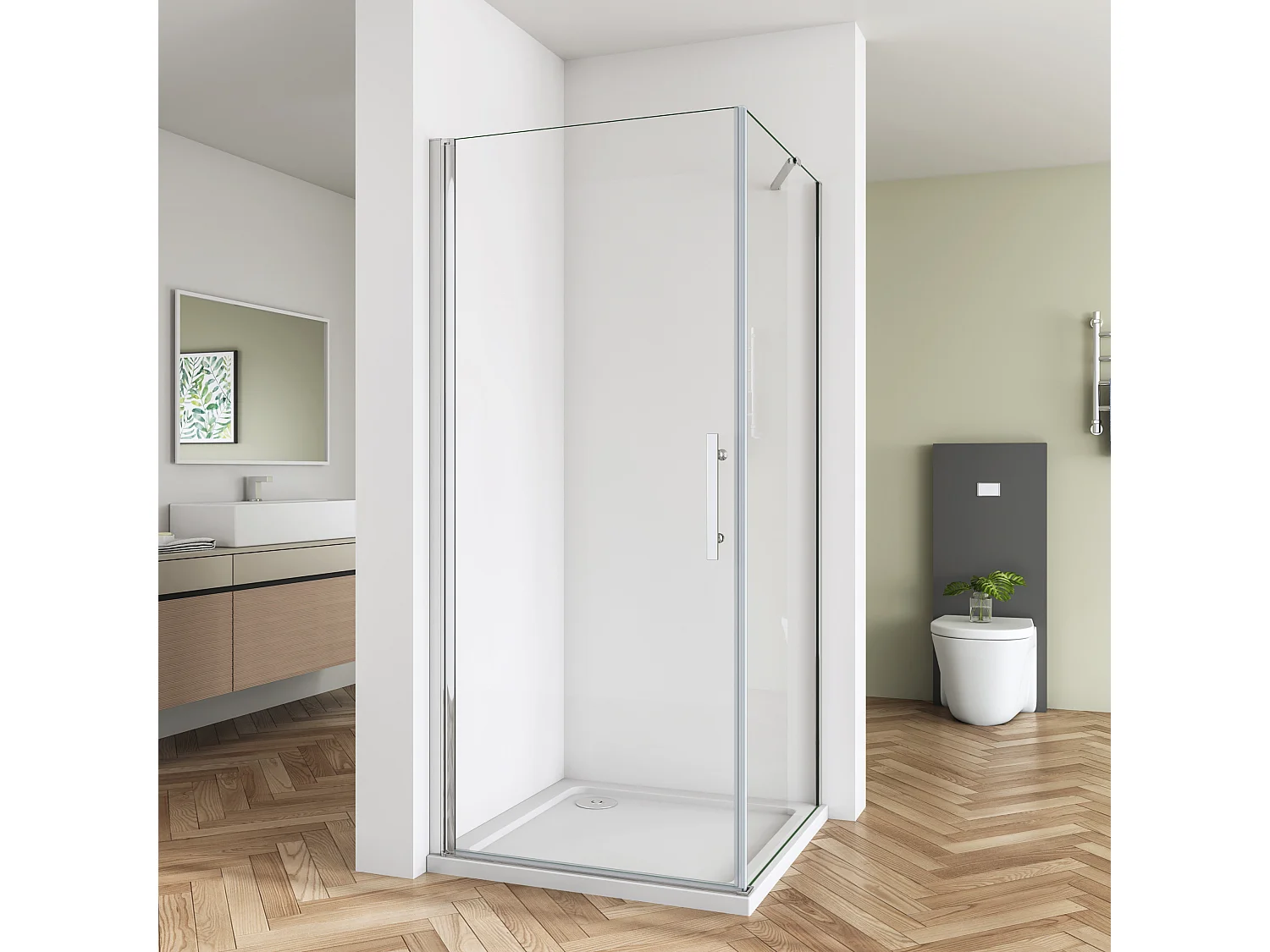 B:90xT:90x185cm Nischentür Drehtür Seitenwand Duschabtrennung Duschkabine  6mm NanoGlas