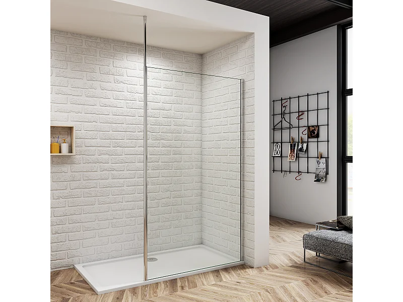 70x200cm+2030-3200mm Stabilisator 8mm ESG Sicherheitsglas Walk in Dusche Duschwand Nano Glas Duschabtrennung Höhe 200cm