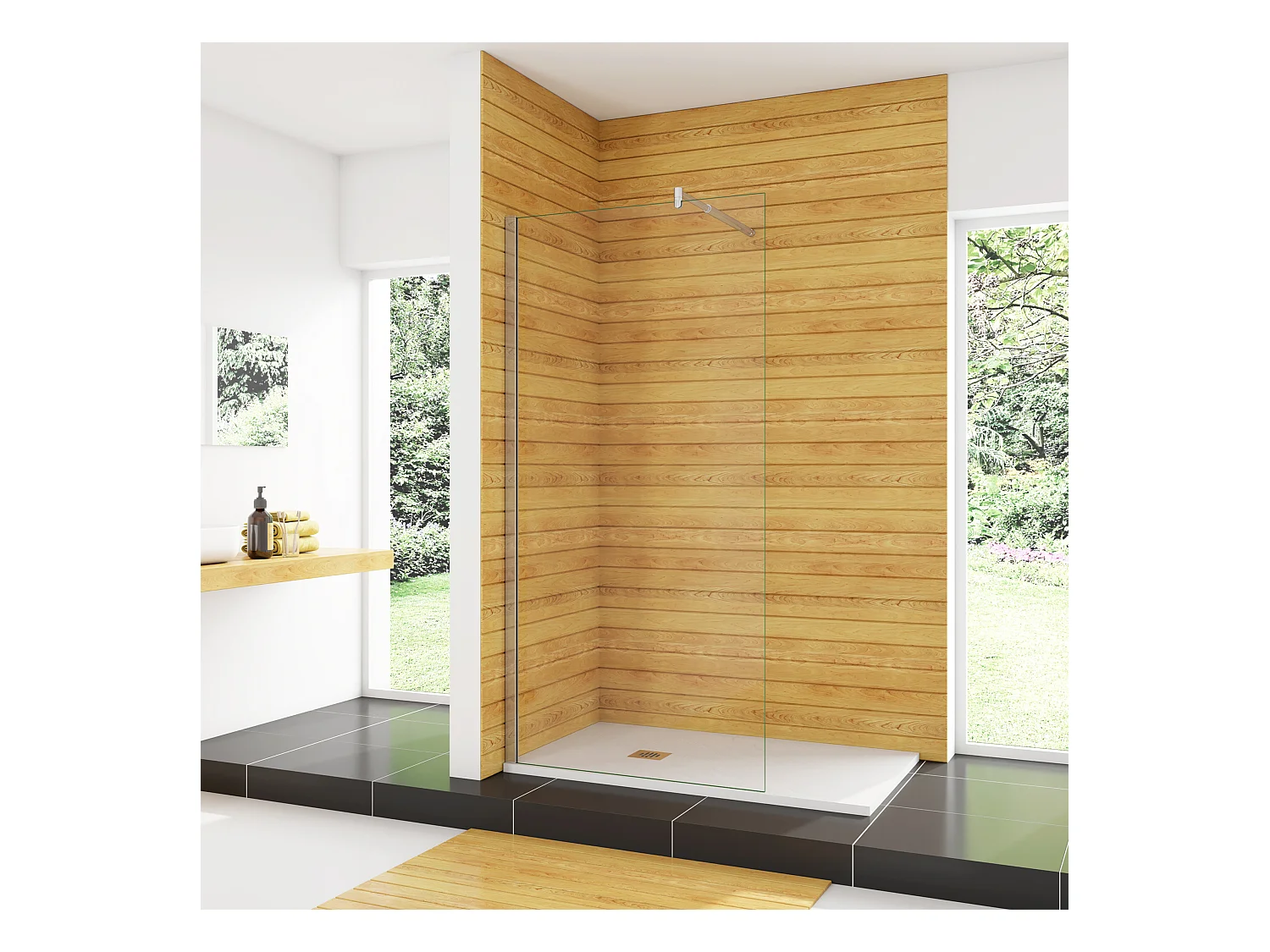 120x200cm+70-120cm Stabilisator 8mm Nano Sicherheitsglas Walk in Duschwand Duschabtrennung Höhe 200cm