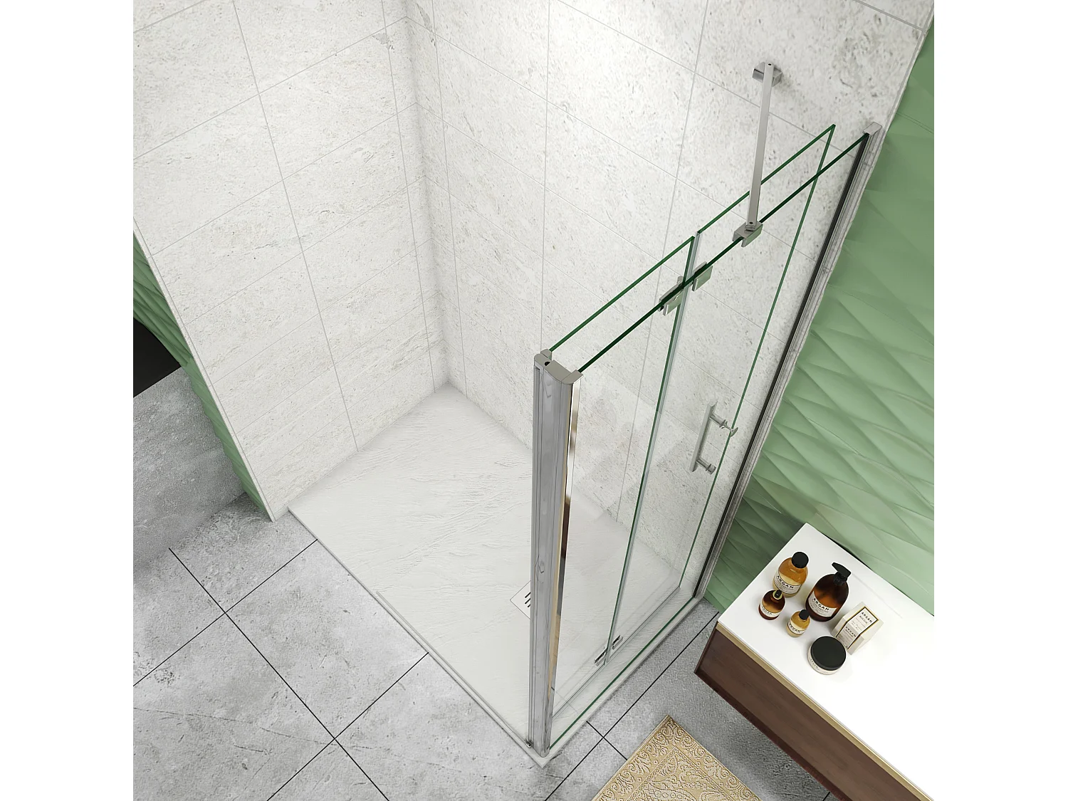 70x80x195cm Drehtür & Falttür(Walk in) Schwingtür Eckeinstieg Seitenwand Dusche Duschabtrennung