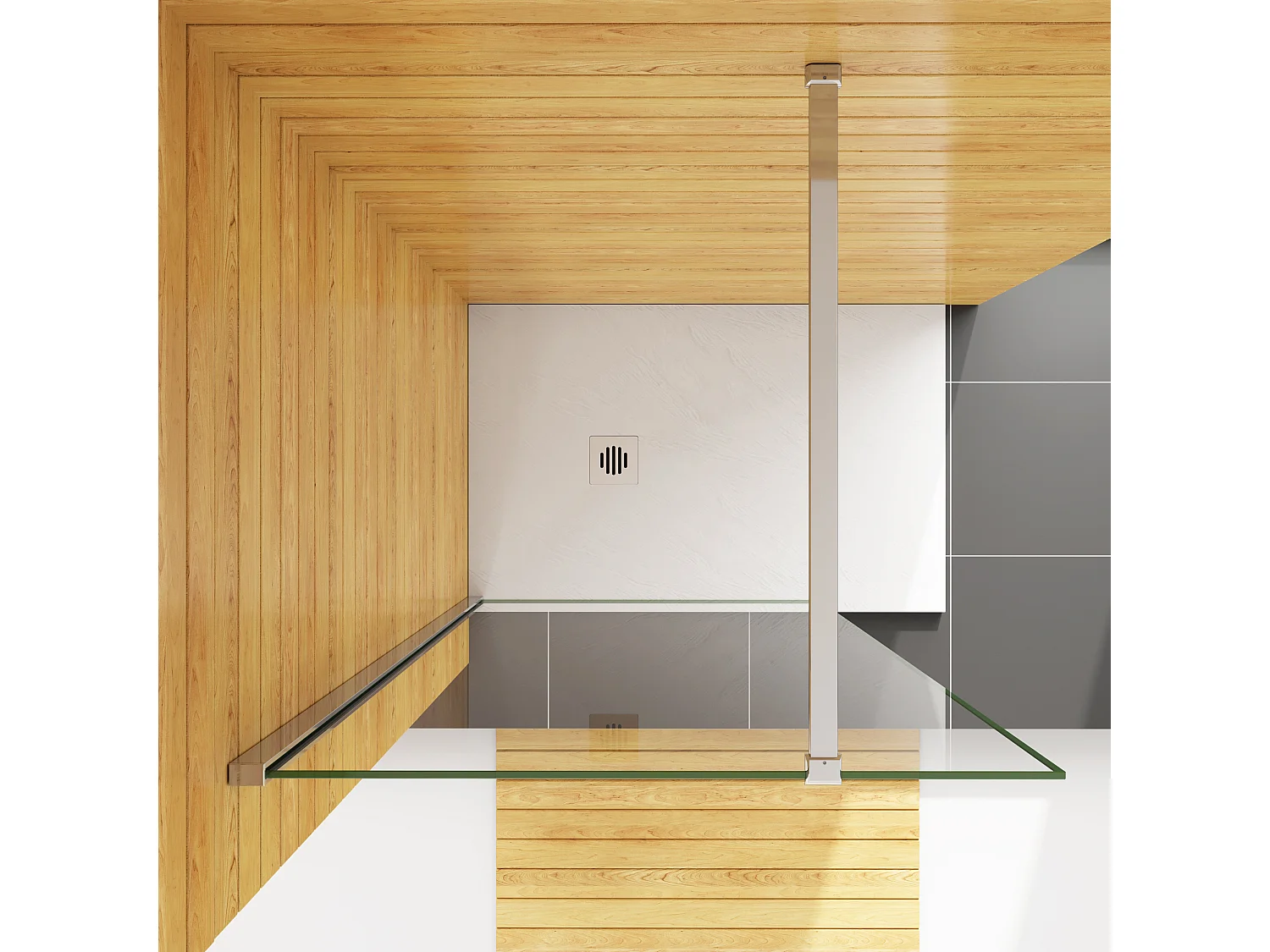 90x200cm+N Form: 90cm Stabilisator 8mm Nano Sicherheitsglas Walk in Duschwand Duschabtrennung Höhe 200cm