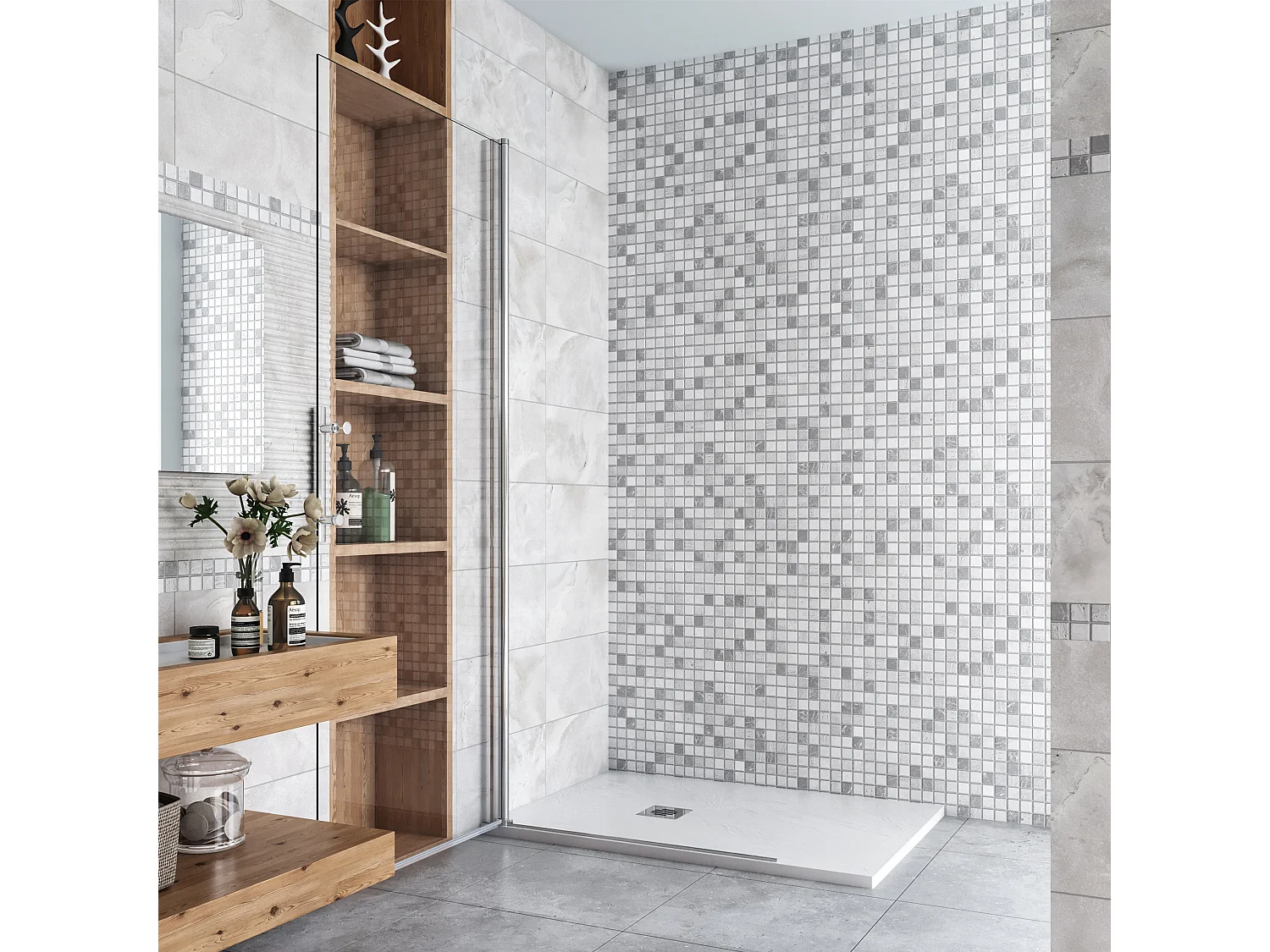 80X180cm Nischentür Pendeltür Duschtür Schwingtür Duschabtrennung Dusche Duschkabine 5mm ESG Glas