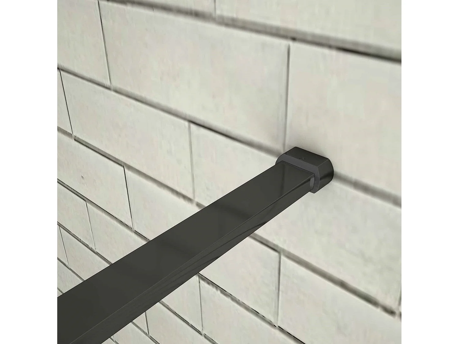 50x200cm Schwarzrahmen Walk in Duschkabine Duschwand +N Form 90cm Stabilisator 8mm NANO ESG-Glas Duschabtrennung Duschtrennwand