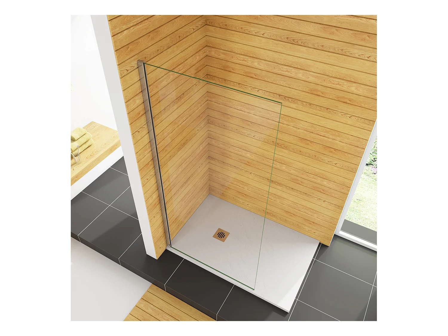 150x200cm Duschabtrennung Walk In 10mm Nano ESG Klarglas Duschtrennwand Höhe 200cm