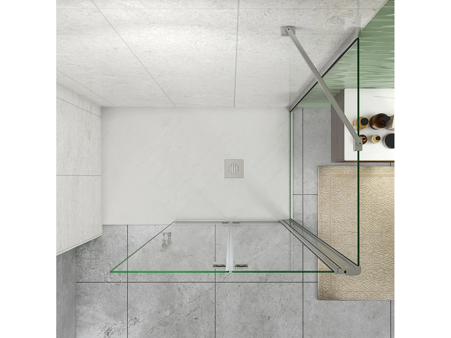 110x90x195cm Drehtür & Falttür(Walk in) Schwingtür Eckeinstieg Seitenwand Dusche Duschabtrennung