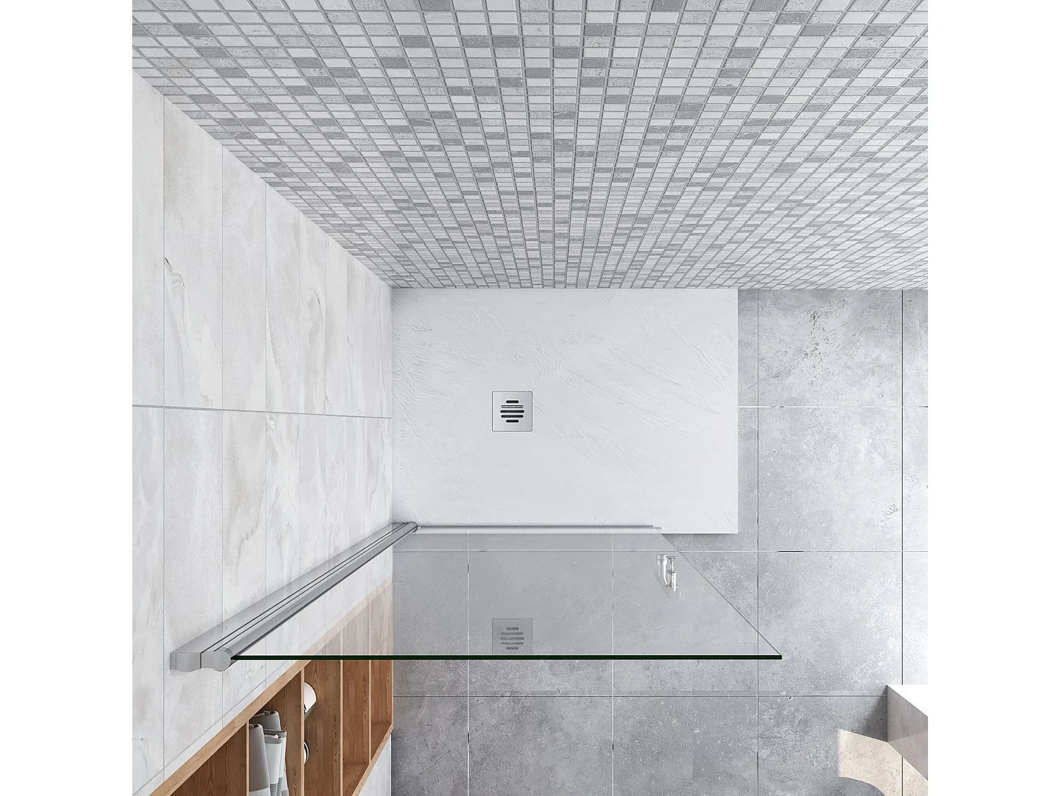 76x185cm Walk-In Duschabtrennung drehbar Duschwand 6mm Nano-ESG Duschkabine