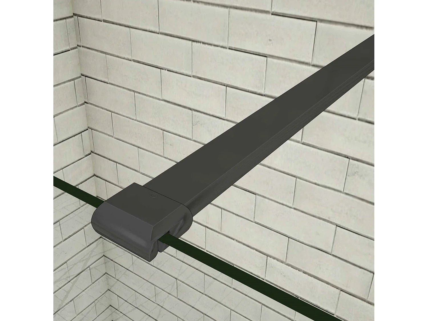 160x200cm Schwarzrahmen Walk in Duschkabine Duschwand +N Form 140cm Stabilisator 8mm NANO ESG-Glas Duschabtrennung Duschtrennwand