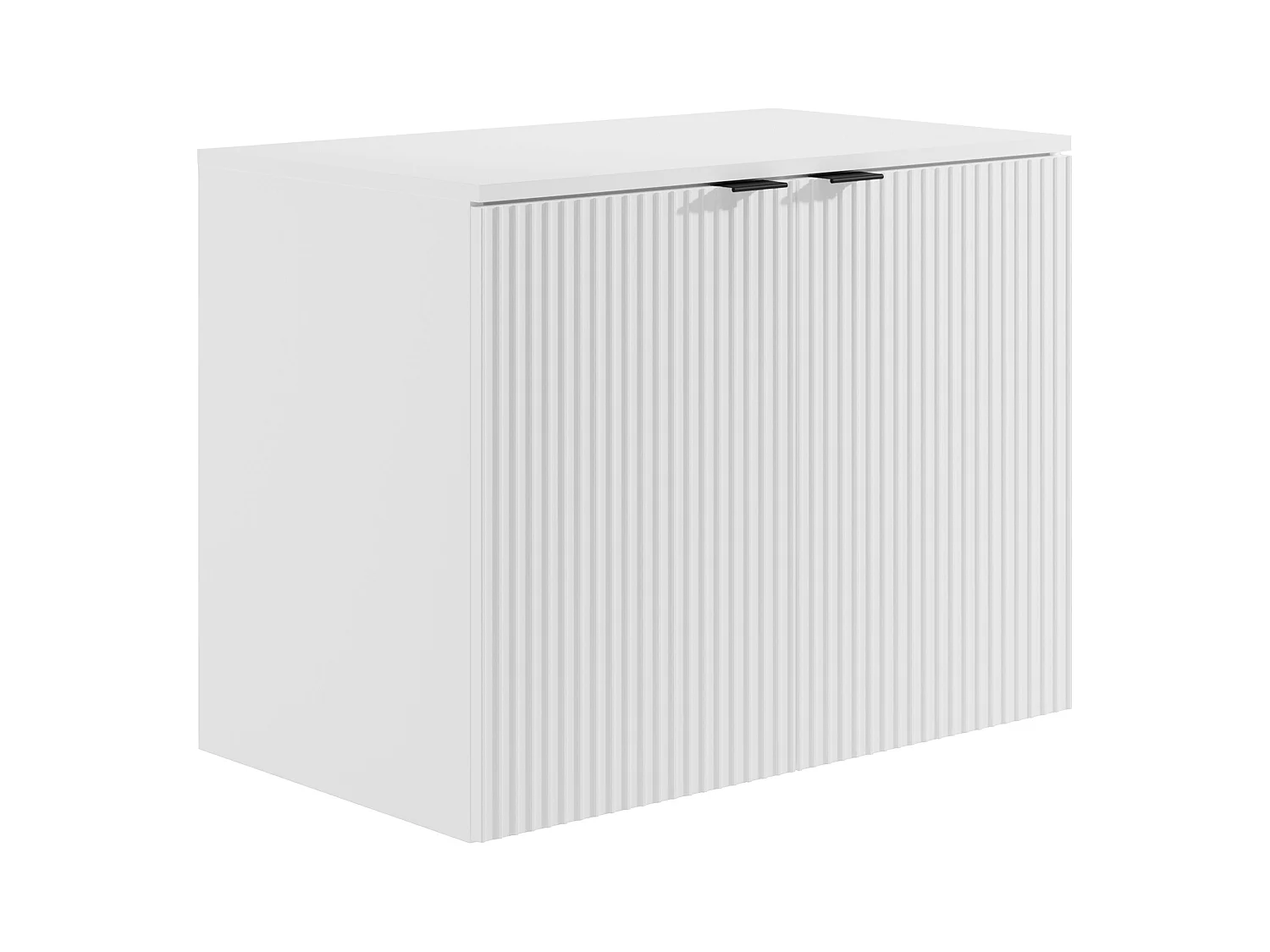 Mueble flotante de lavabo con tablero estriado - blanco - 80 cm - PARMIZA