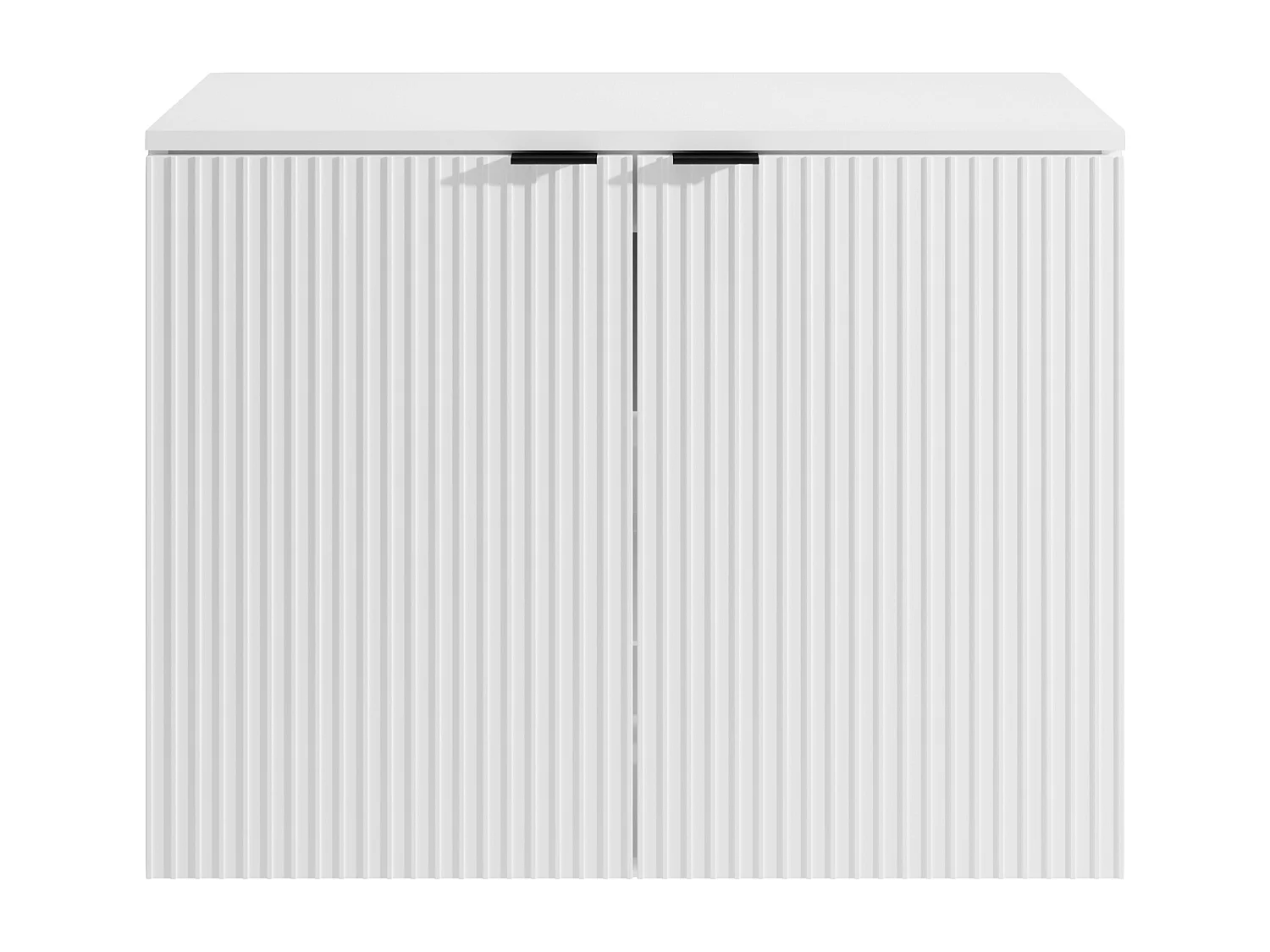 Mueble flotante de lavabo con tablero estriado - blanco - 80 cm - PARMIZA