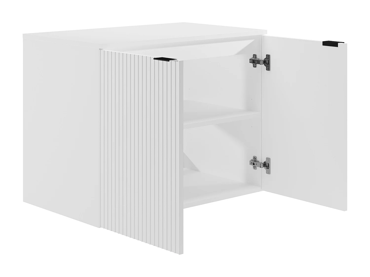 Mueble flotante de lavabo con tablero estriado - blanco - 80 cm - PARMIZA