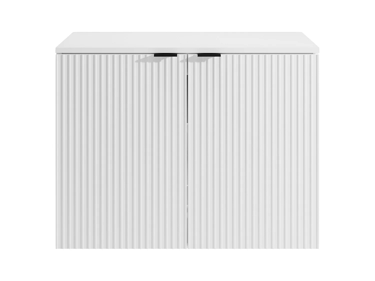 Stribet vægmonteret vaskeskab med plade - Hvid - 80 cm - PARMIZA