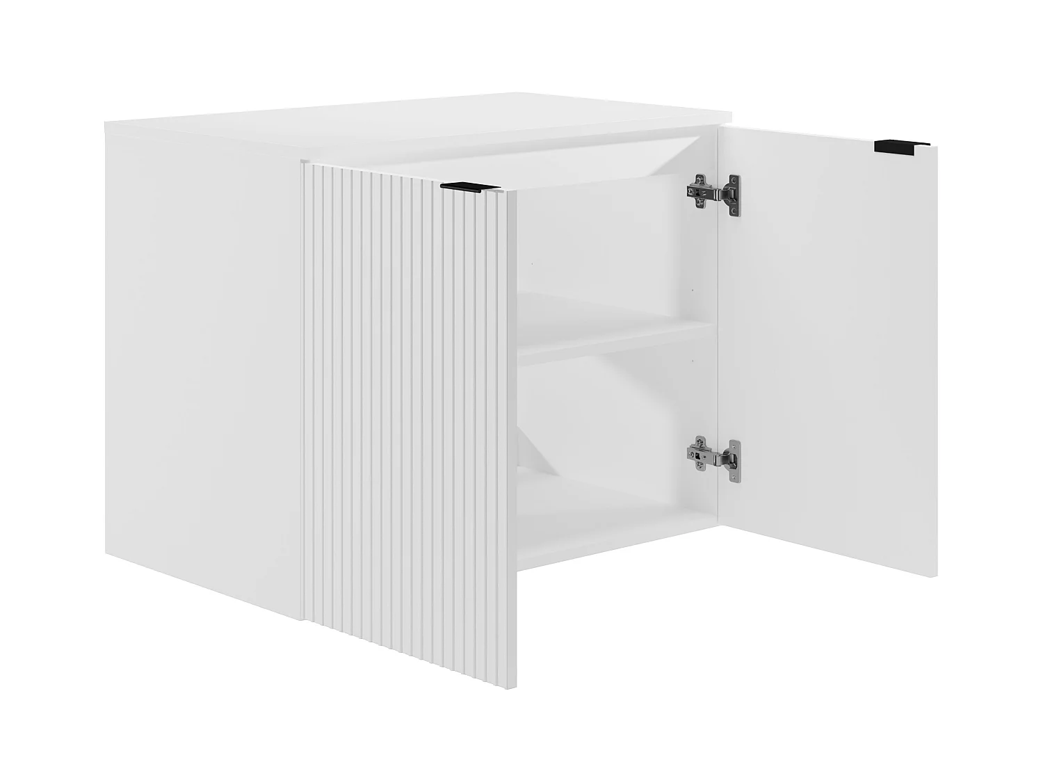 Stribet vægmonteret vaskeskab med plade - Hvid - 80 cm - PARMIZA