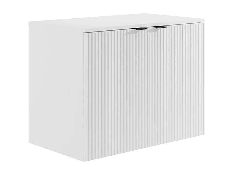 Meuble sous vasque suspendu strié avec planche - Blanc - 80 cm - PARMIZA