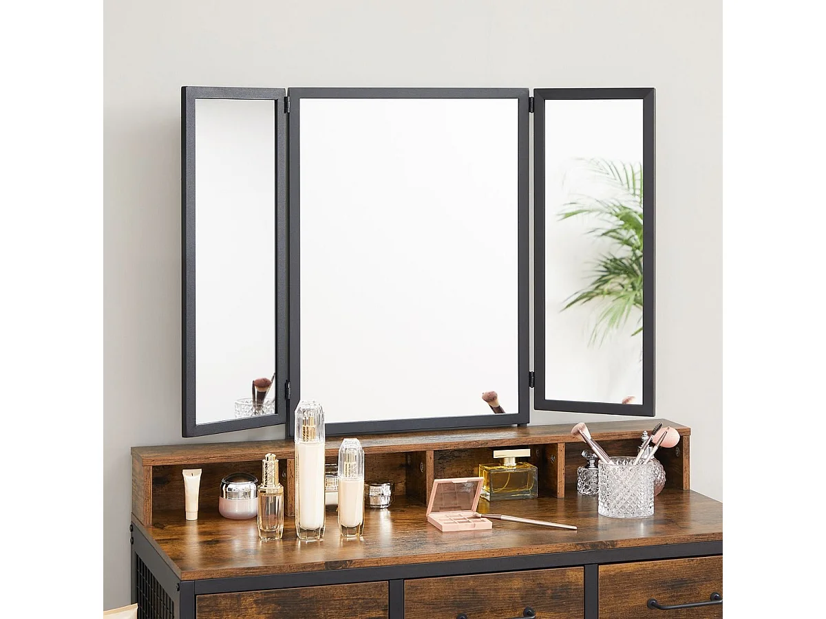 Coiffeuse avec Miroir, Rangements et Tabouret - L90 cm