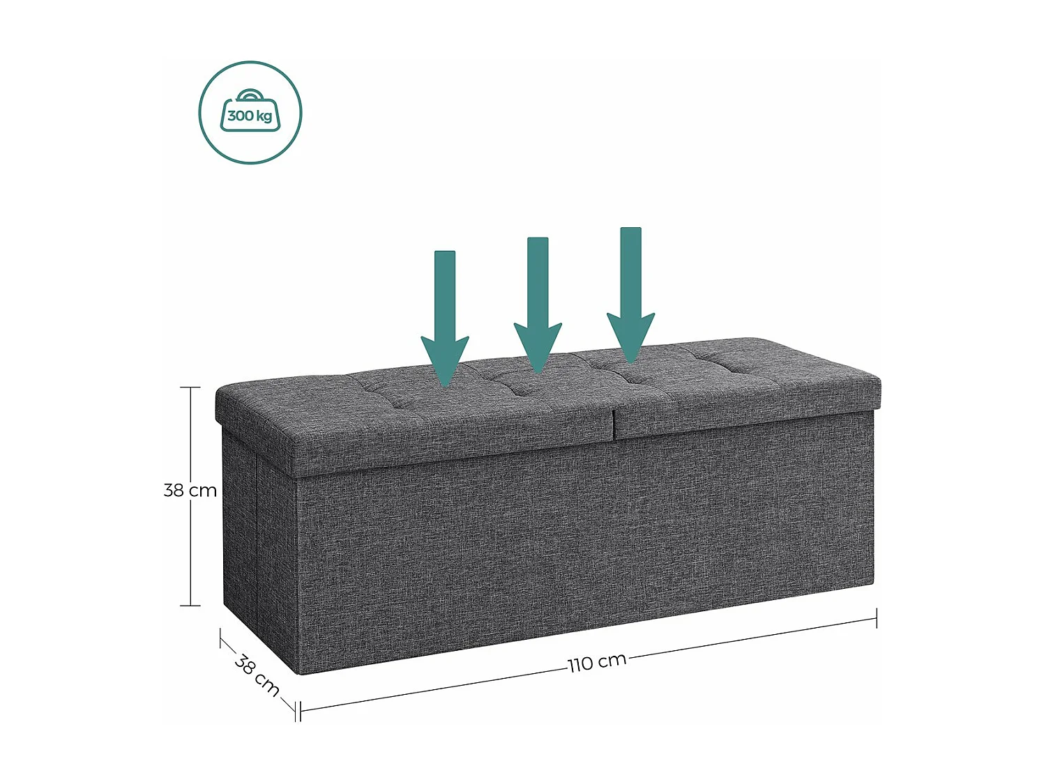 Caja de almacenamiento con tapa plegable - L110 cm