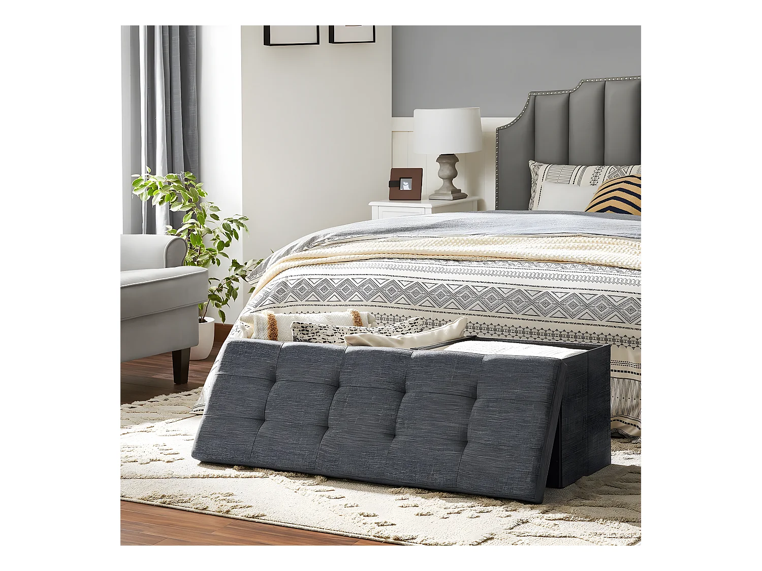 Coffre de rangement avec couvercle pliable - L110 cm