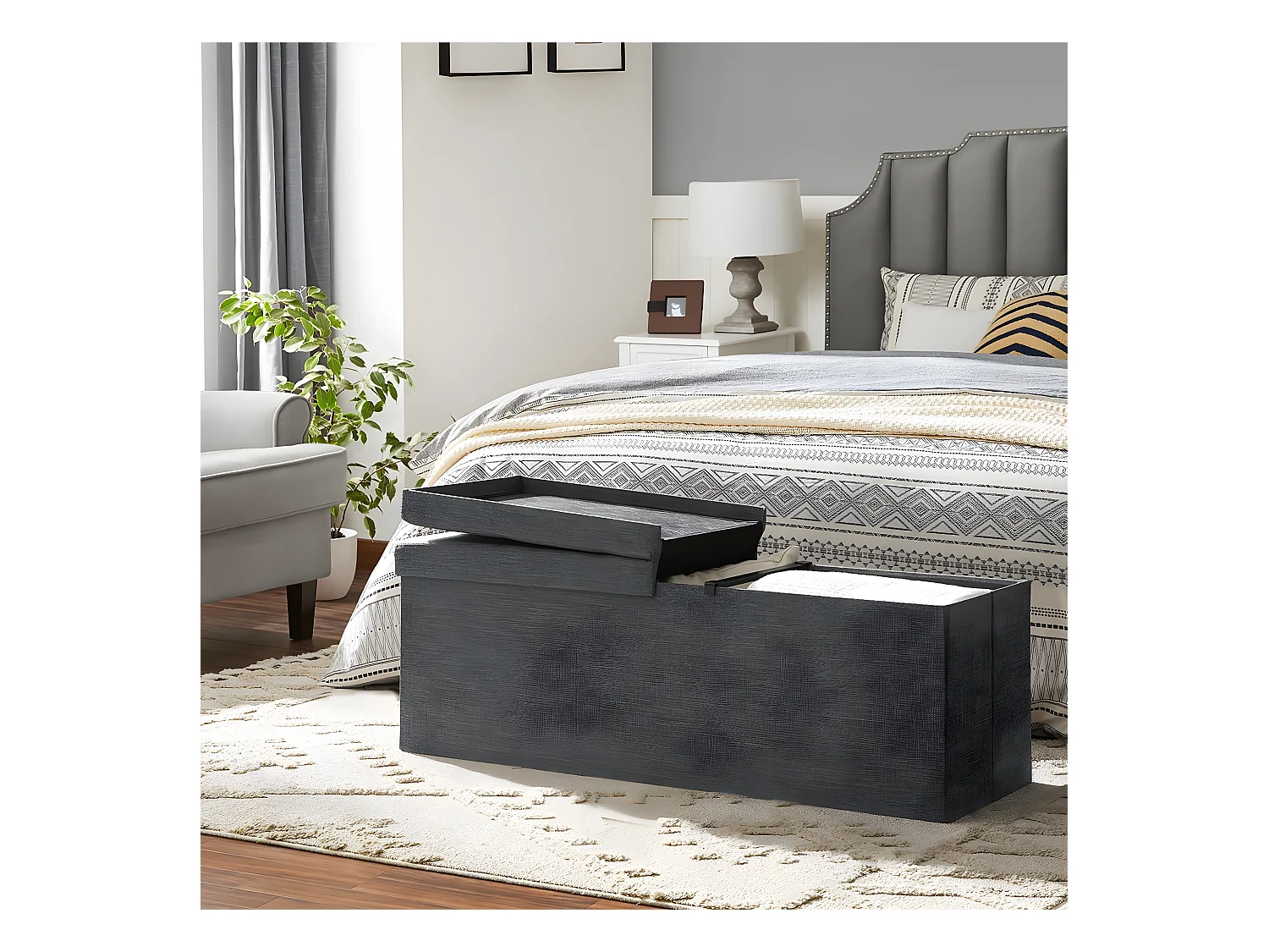 Coffre de rangement avec couvercle pliable - L110 cm