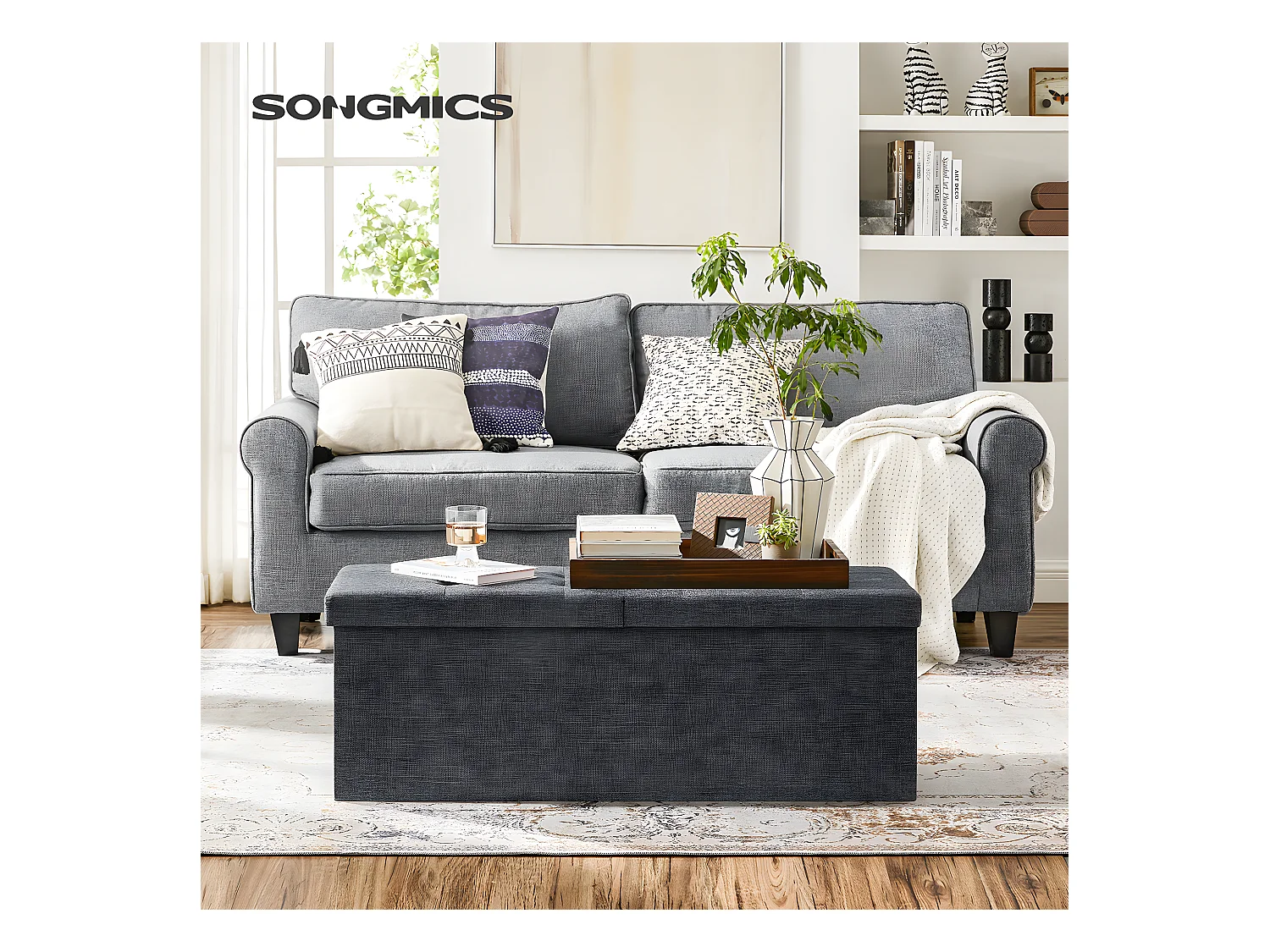 Coffre de rangement avec couvercle pliable - L110 cm